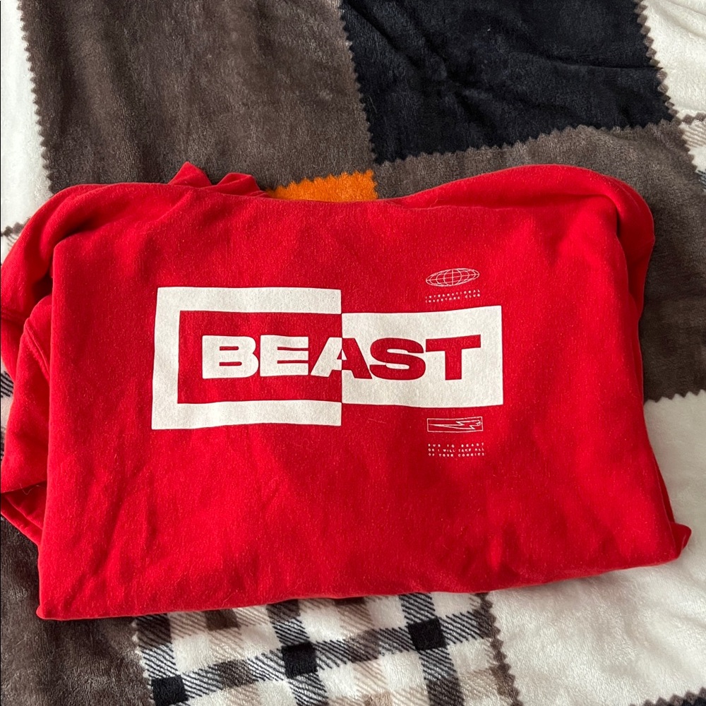 Red Mr. Beast Kids Hoodie